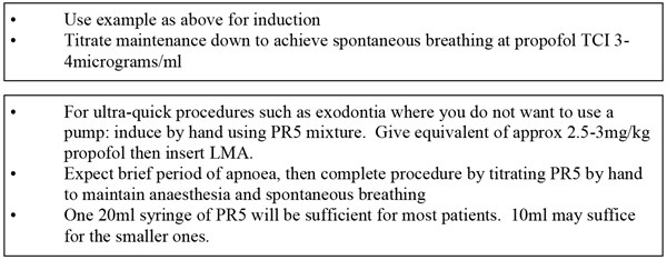 Day case procedure with LMA and spontaneous breathing